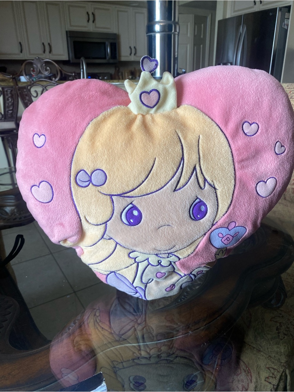 precious moments pink Princess Heart Plush Accent Pillow - Cute Kids Decor